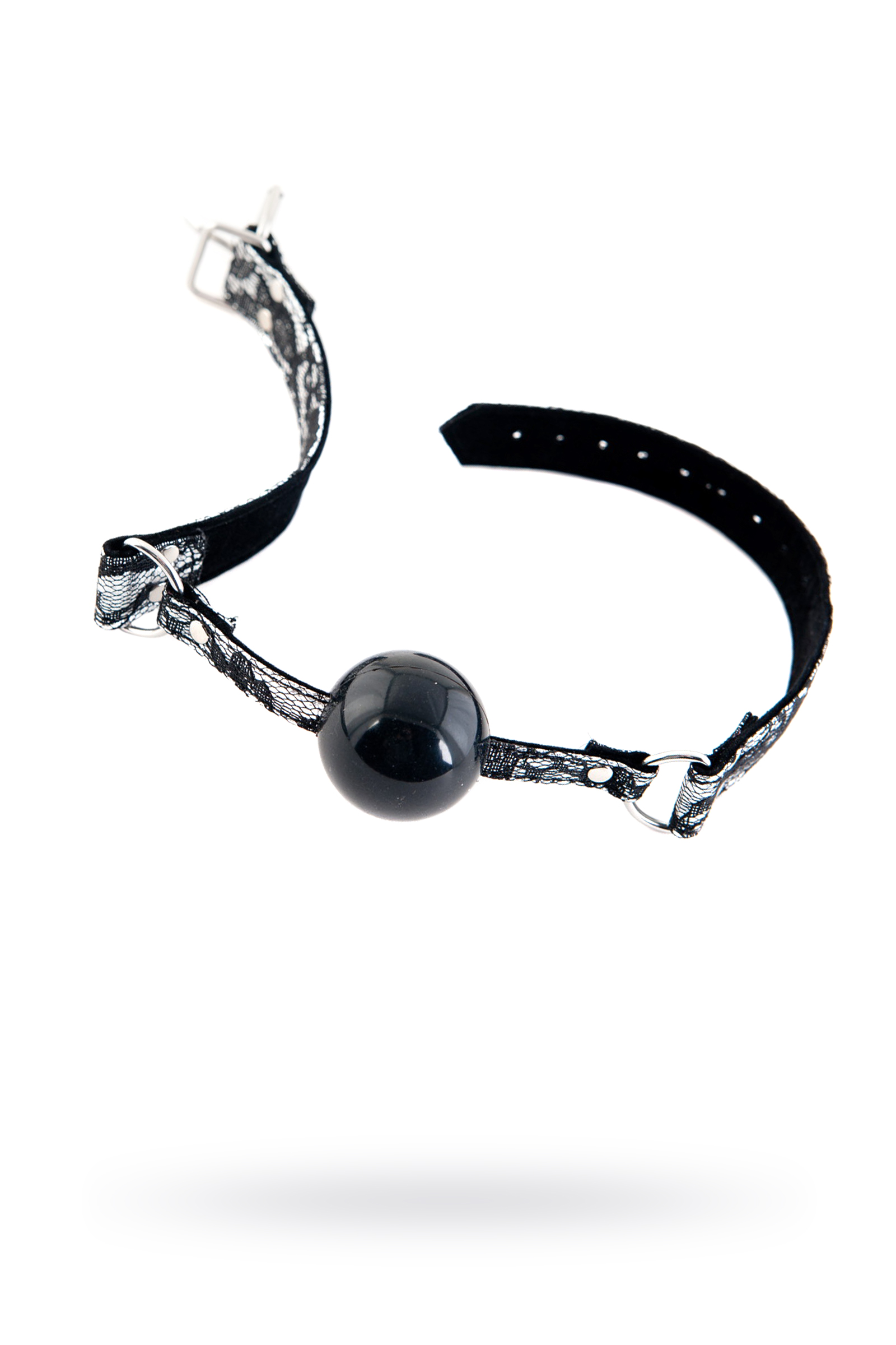 Кляп с кружевным ремешком, TOYFA Marcus, серебристый, 62 см