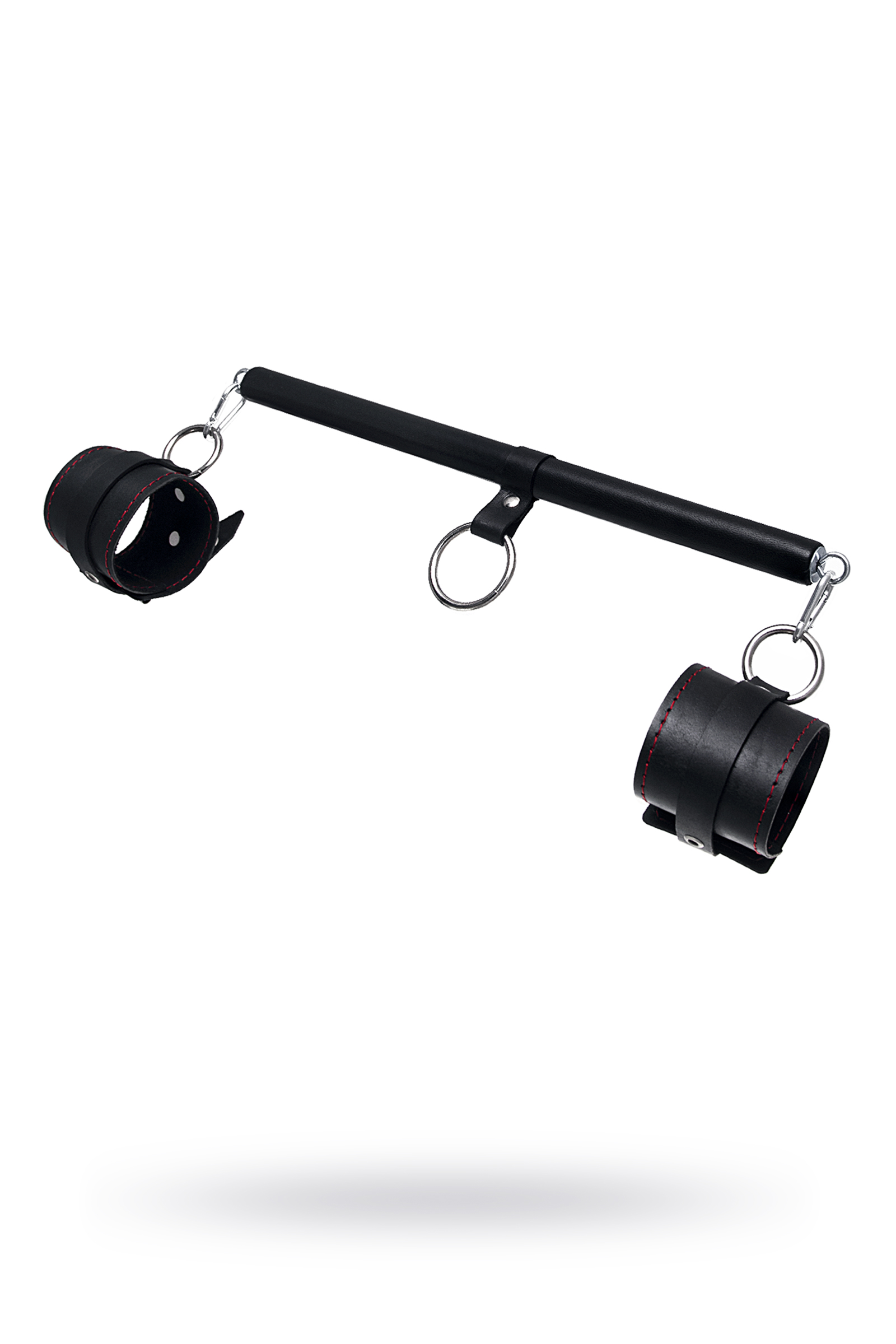 Бандажный набор 3 точки фиксации Pecado BDSM (маленькая распорка, наручники), натуральная кожа, черн