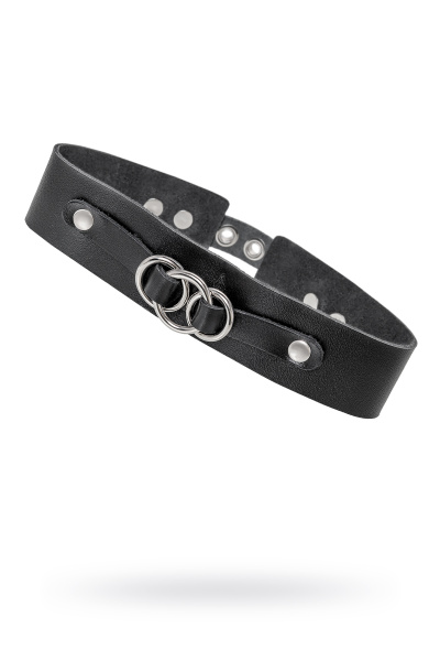 Чокер-ошейник Pecado BDSM, со связанными кольцами на подложке,чёрный