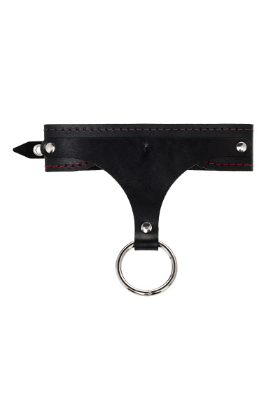 Ошейник высокий с кисточками Pecado BDSM, натуральная кожа, черный