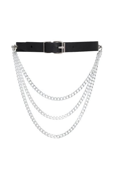 Чокер с цепочками, модель 1 Pecado BDSM, натуральная кожа, черный