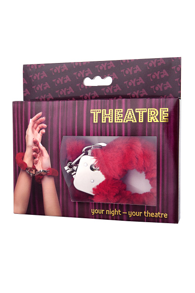 Наручники с мехом, TOYFA Theatre красный, 28 см, Ø 6