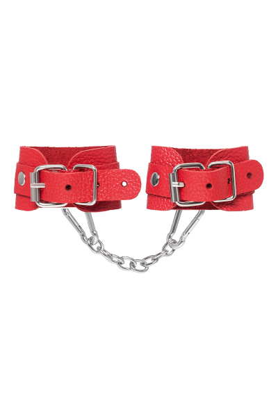 Наручники-браслеты Pecado BDSM, мини со скруглёнными углами,красные