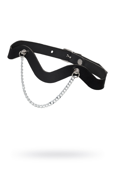 Чокер-волна с цепочкой Pecado BDSM, натуральная кожа, черный