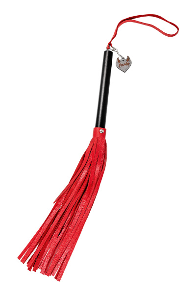 Плеть Pecado BDSM, чёрная рукоять, красные хлысты