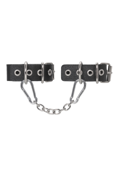 Наручники-браслеты Pecado BDSM, из одного ремешка с люверсами,чёрные