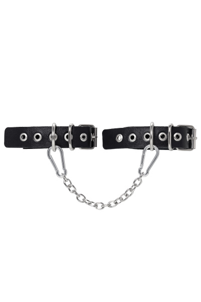 Оковы Pecado BDSM, из одного ремешка с люверсами, натуральная кожа, чёрные