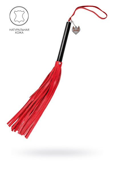 Плеть Pecado BDSM, чёрная рукоять, красные хлысты