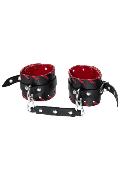 Оковы с красной окантовкой Pecado BDSM, натуральная кожа, черные