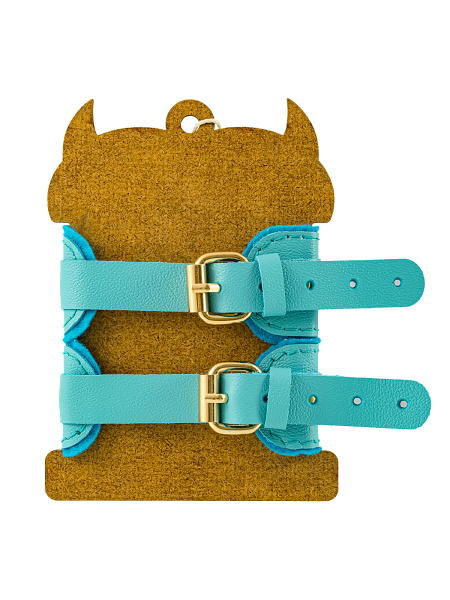 Оковы Pecado BDSM, «МИНИ» двуслойный, оригинальная сцепка, натуральная кожа, голубой