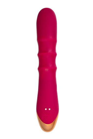 Виброкролик с двигающимися кольцами, JOS Tenty, силикон, бордовый, 23,5 см