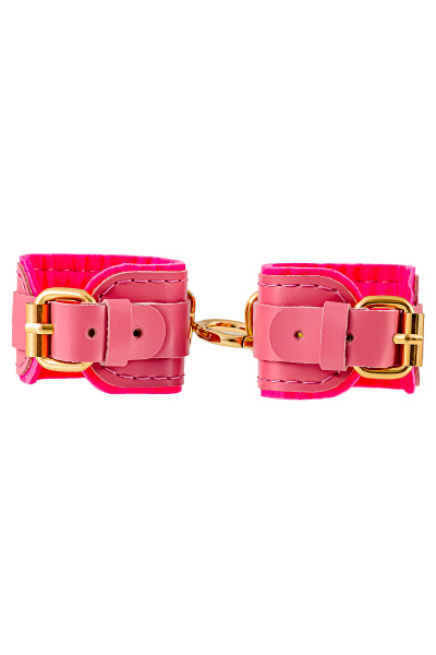 Наручники-браслеты Pecado BDSM, «МИНИ» двуслойный, оригинальная сцепка, натуральная кожа, розовый