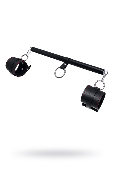 Бандажный набор 3 точки фиксации Pecado BDSM (маленькая распорка, наручники), натуральная кожа, черн